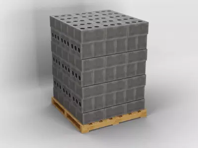 Wooden Pallet with Bricks 3 3D model