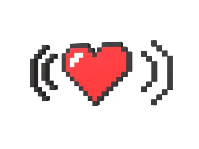 Pixel Heart Radio v1 001 Low-poly 3D model