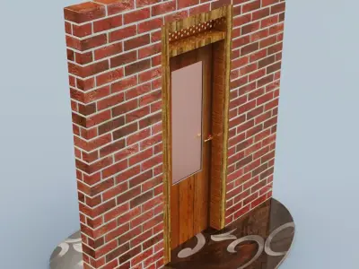 Wooden Glass Door 3D model