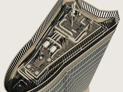 Building Skyscraper City Town Downtown Street Futuristic Utopia Low-poly 3D model 13