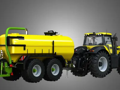 JCB - 8000 Tractor with Zunhammer Liquid Manure Trailer 3D model