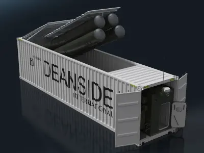  40ft Shipping Container for Air Defense Systems Rigged for Cinema 4D 