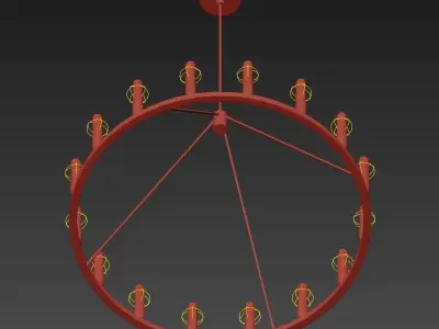 VISITORS brass chandelier with six lights 3D model