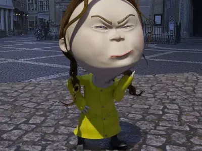 Greta girl in orange dress 3D model