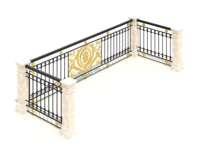 Metal Neoclassical Railing 4 Free 3D model