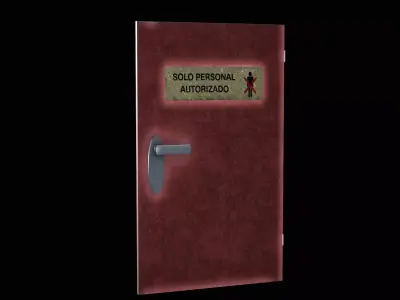 Restricted Access Metal Door Low-poly 3D model