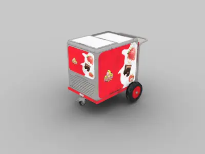 Ice Cream Cart Pack Low-poly 3D model
