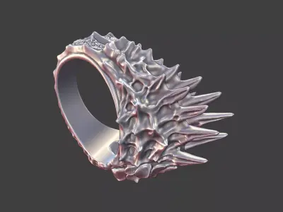 bioorganic dragon scales spikes giger ring  v16 3D print model