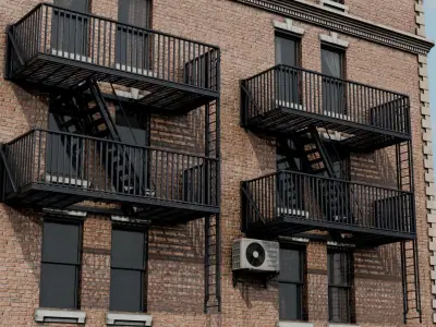 Fire Escape Stairs  3D Asset Low-poly 3D model