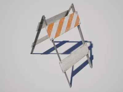  Barricade Barrier Low-poly 3D model