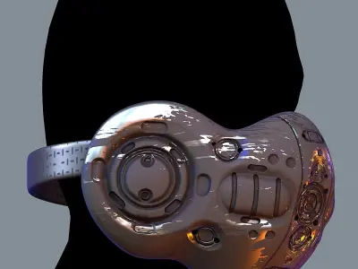 Gas mask helmet 3d model scifi Low-poly  Low-poly 3D model