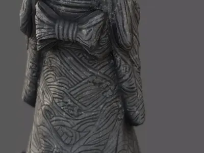 Captivating Japanese Geisha Statue Game Ready Low Poly 3D Model Low-poly 3D model