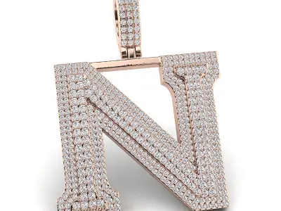 Alphabet Latter N Diamond Pendent 3D print model