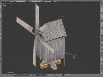 historical german bock windmill Low-poly 3D model