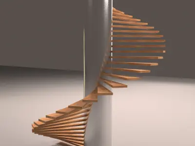 Stairs wooden spiral staircase 3D model