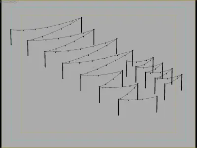 Modern String Light Poles for Urban Outdoor Spaces 3D model