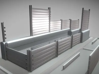 Modular Water Barrier - Construction Set Low-poly 3D model