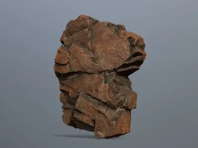 Stone rock sculpture Low-poly 3D model