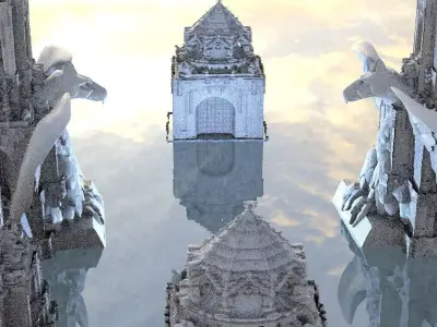 Ancient Assyria temple with eagles 3D model