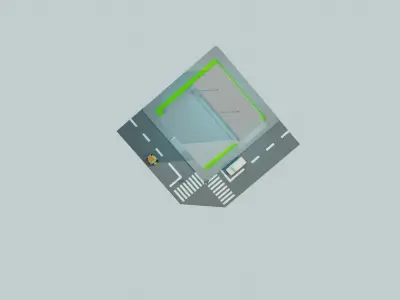 Low poly tower square building Low-poly 3D model