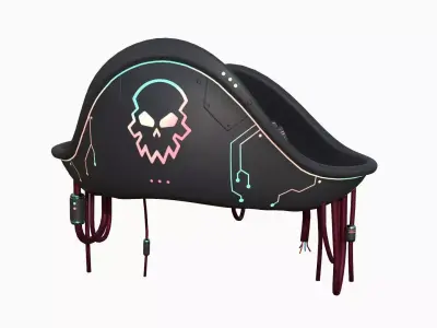 Cyberpunk Pirate Hat A04 - Character Design Low-poly 3D model