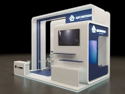 Booth Exhibition Stand Stall 8x4m Height 500 cm  3D model 3D model