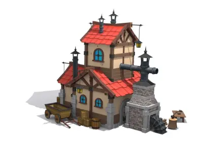 cartoon forge Low-poly 3D model