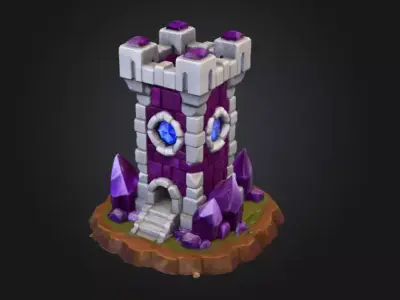 Crystal Tower Low-poly 3D model
