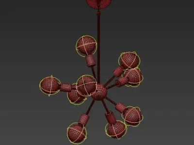 LIMELIGHT modern brass chandelier with glass globes 3D model