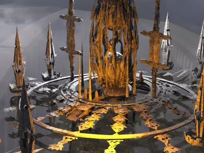 Knights pendulum sci fi towers  Low-poly 3D model