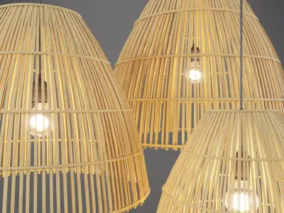 Rattan lamp Low-poly 3D model