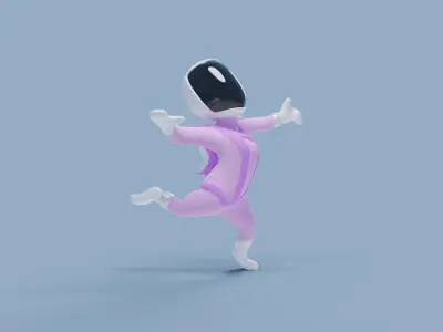 Rigged Cartoon Space Girl - Space Woman Character 3D model