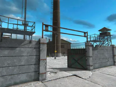 Old Factory pack with interior Low-poly 3D model