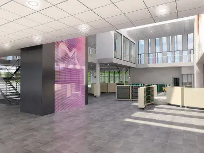 Cultural center building Low-poly 3D model