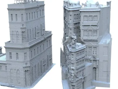 City High Street with Angel hotel 3D model