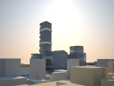 Low Poly City Urban Area - Metropolitan Cityscape Landscape Low-poly 3D model