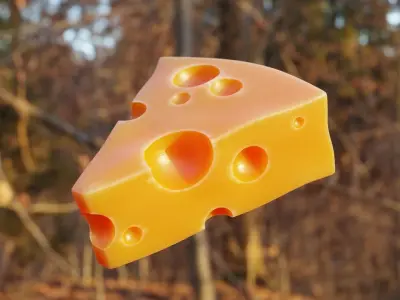 Realistic Swiss Cheese Slice - Procedural 3D Model 3D model