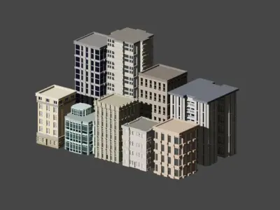 Incredible Pack Realistics Buildings Low-poly 3D model