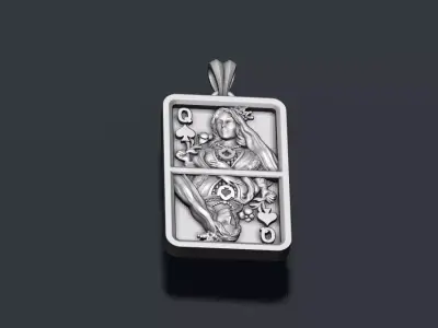 Spade queen playing card pendant light 3D print model