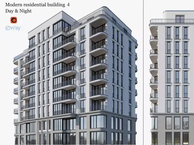 Modern residential building 4 3D model