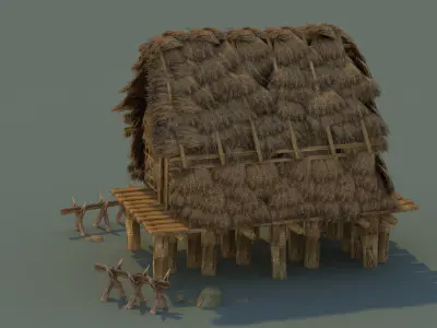 thatched cottage countryside Residential Building   Ancient 3D model