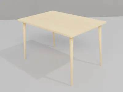 Simple wooden dining table  Low-poly 3D model