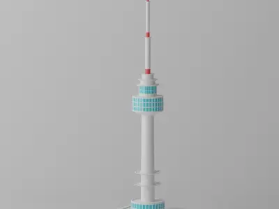 Cartoon N Seoul Tower Landmark Low-poly 3D model