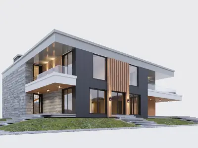 Modern two storey villa 3D model