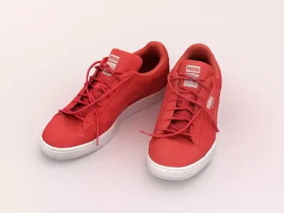Puma Suede Trainers Red 3D model