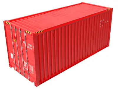 Red transport 20ft container 3D model