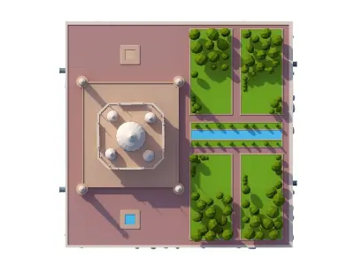 Cartoon Low Poly Taj Mahal Landmark Low-poly 3D model