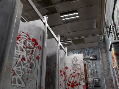 Old Hospital Toilet Room  Low-poly 3D model