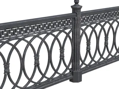 Park fence 02 Low-poly 3D model