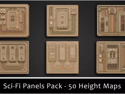 3DT Sci-Fi Decal and Stamp Pack Low-poly 3D model